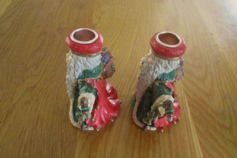 Christmas is coming!  Two Santa candlesticks plus Nativity scene