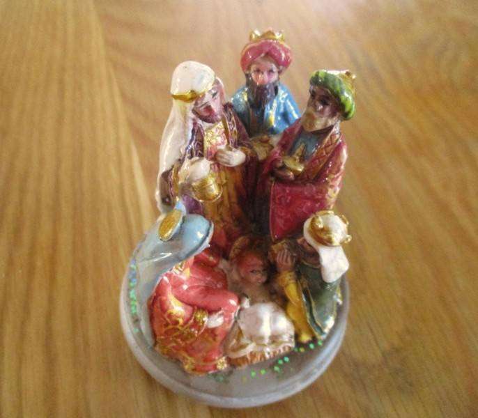 Christmas is coming!  Two Santa candlesticks plus Nativity scene