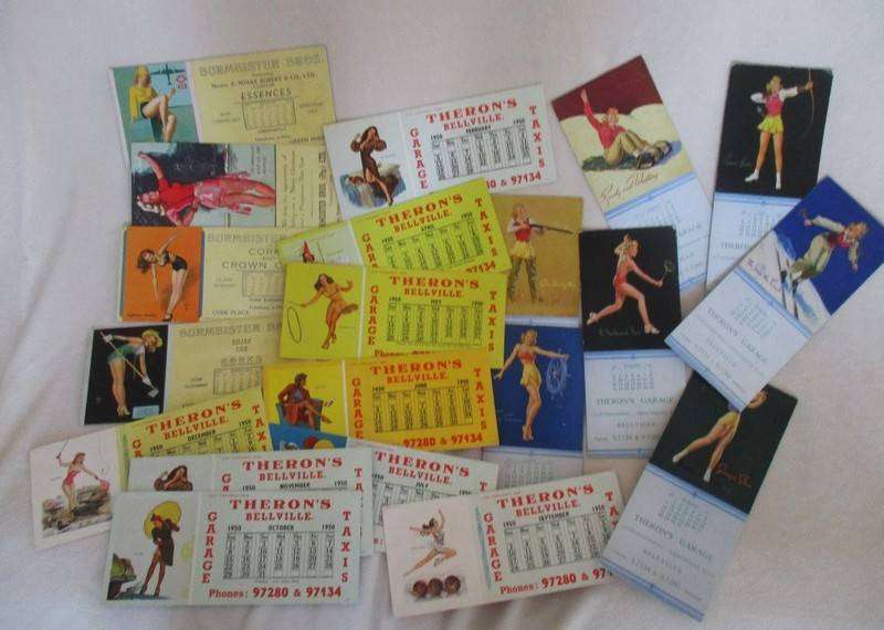 So cool! Twenty vintage 1947,1948 and 1950 Pin-up Girl advertising calendar cards