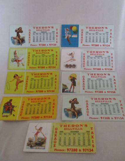 So cool! Twenty vintage 1947,1948 and 1950 Pin-up Girl advertising calendar cards