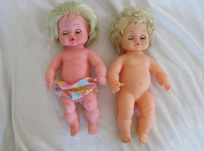 Two very sweet vintage rubber dolls