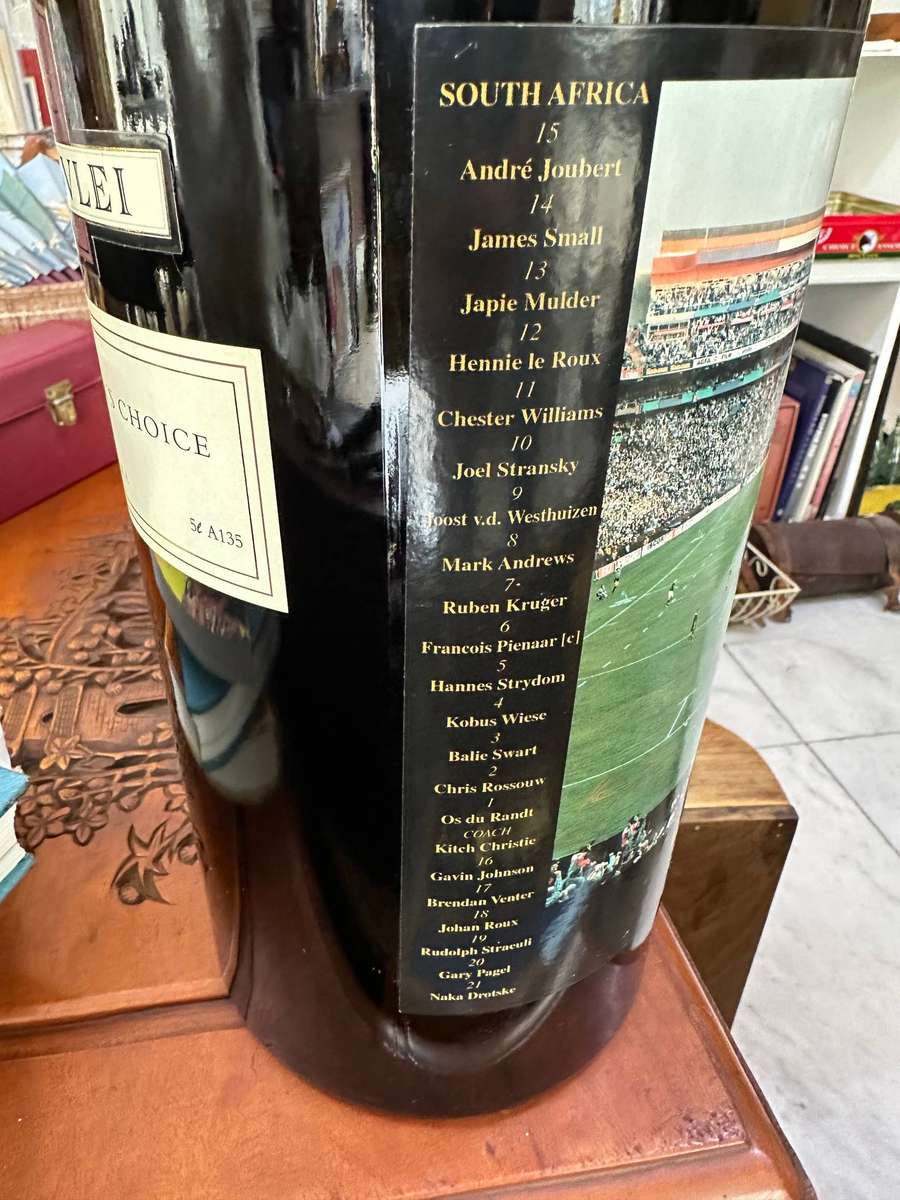 1995 World Cup Final 5 liter Simonsvlei Wine bottle with contents
