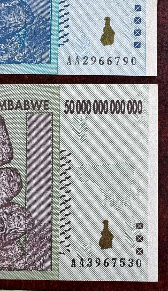 Trillion Dollar AA series Zimbabwe bank notes ( x4 )