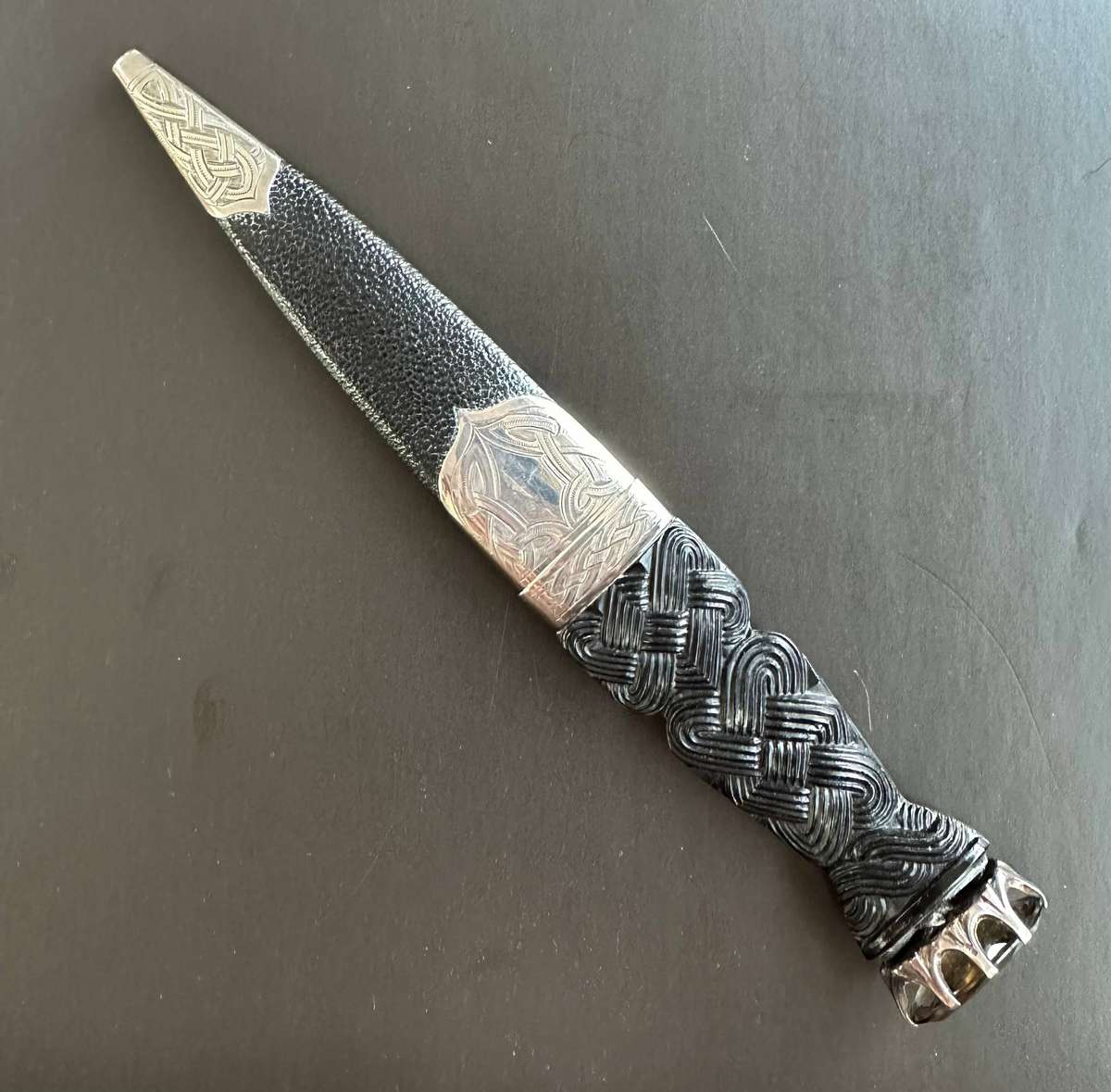 Celtic knot silver sgian dubh Knife in sterling silver and stainless steel