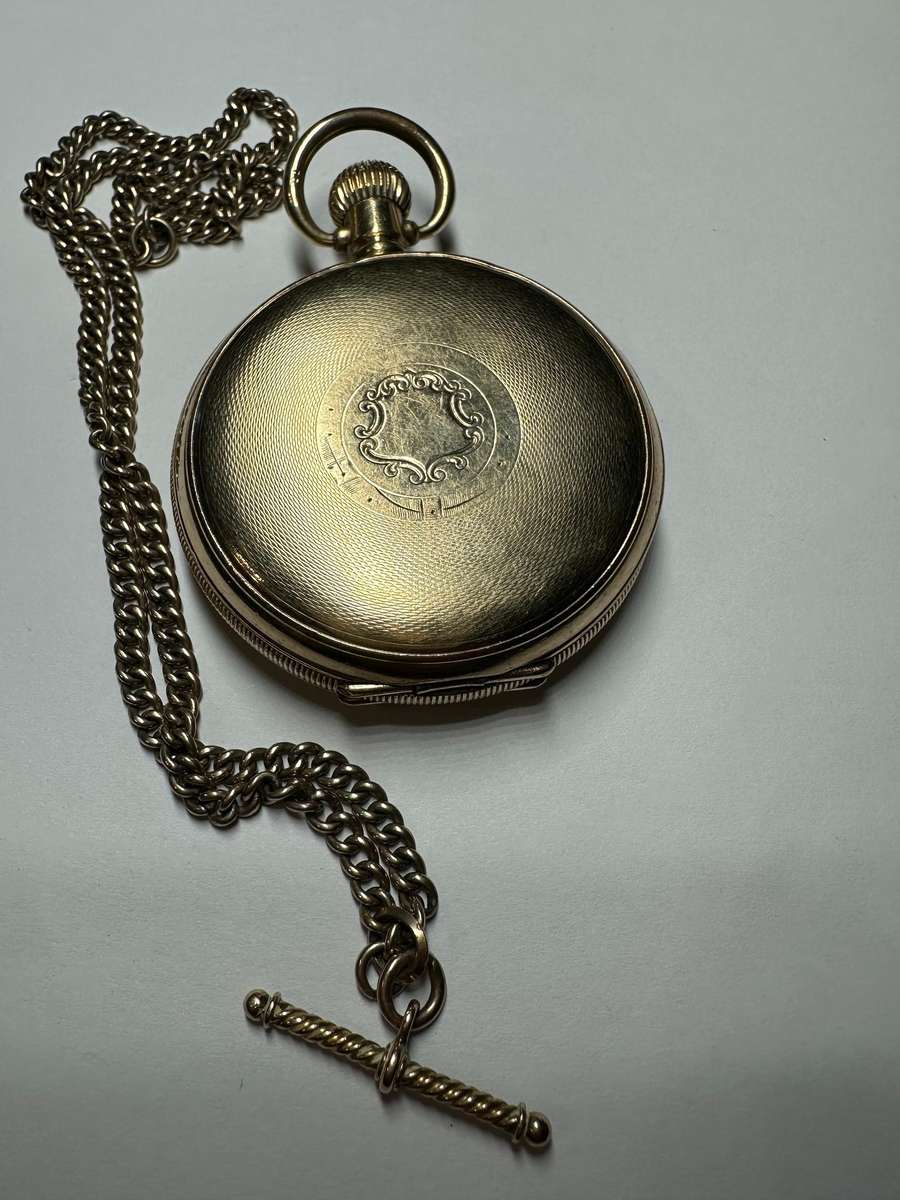 Elgin Gold Plated Pocket Watch & Chain
