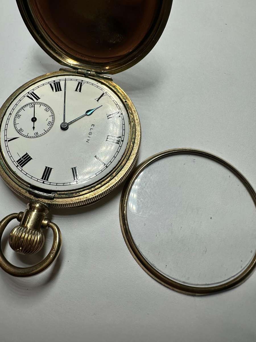 Elgin Gold Plated Pocket Watch & Chain