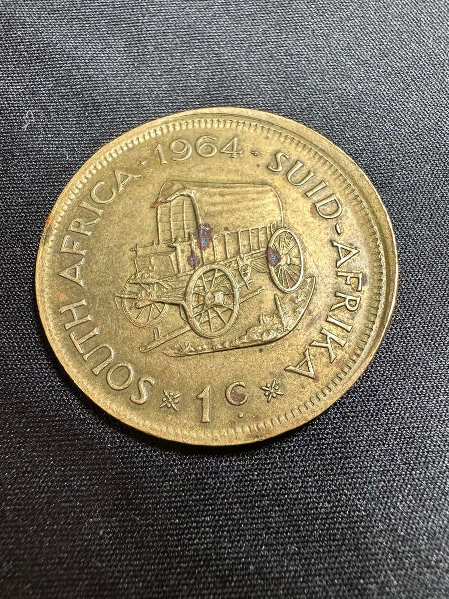 1964 South African 1 cent rim error coin