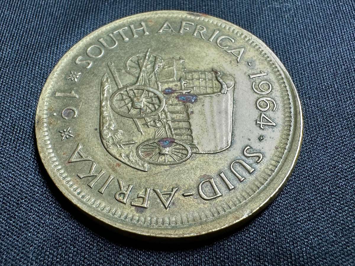 1964 South African 1 cent rim error coin