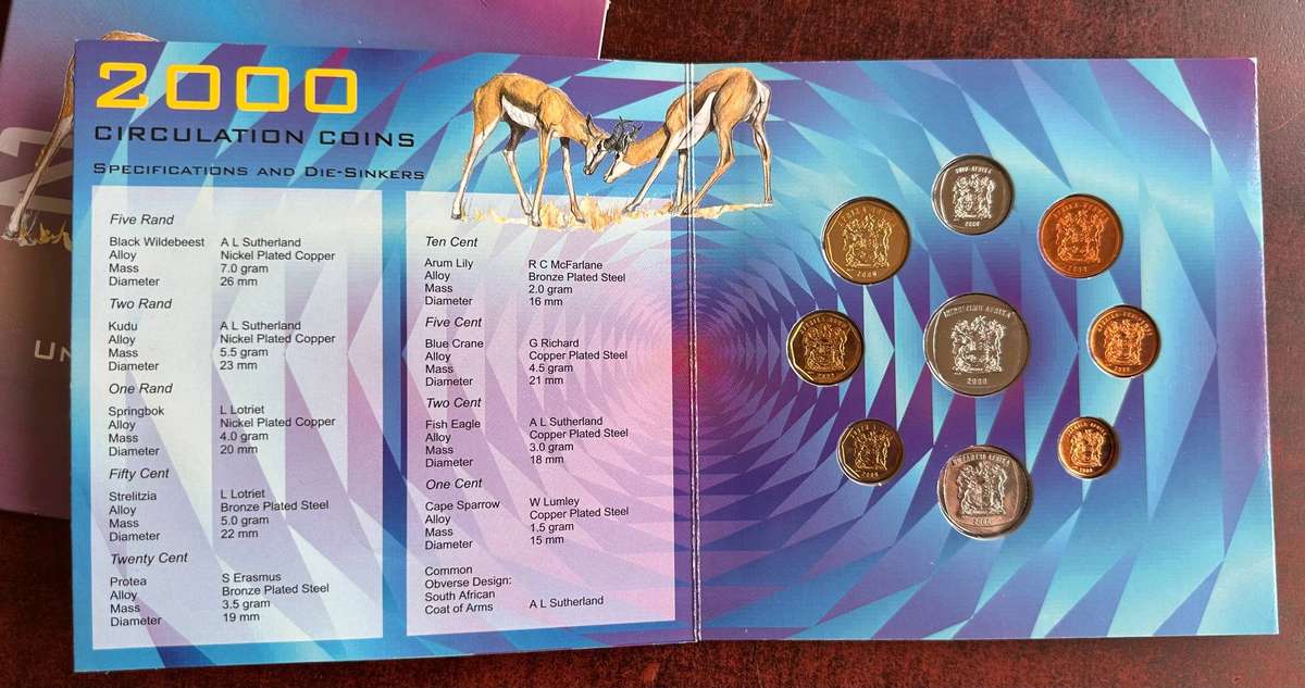A proof set of South African coins dated 2000