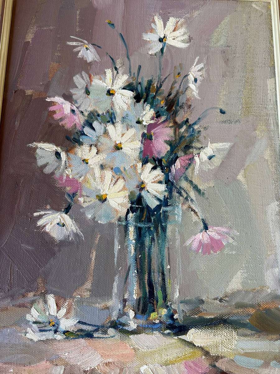 A beautiful still cosmos oil painting by Wessel Marais