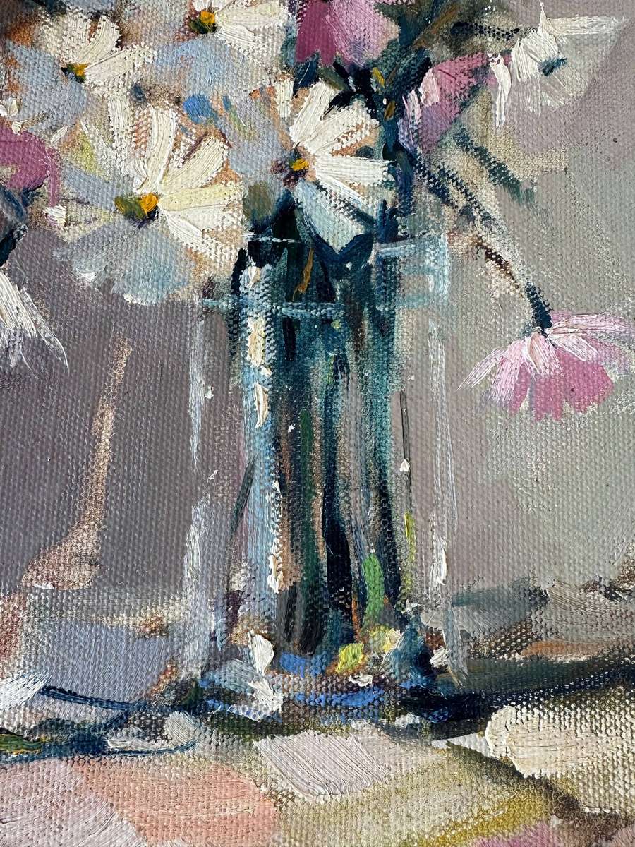 A beautiful still cosmos oil painting by Wessel Marais