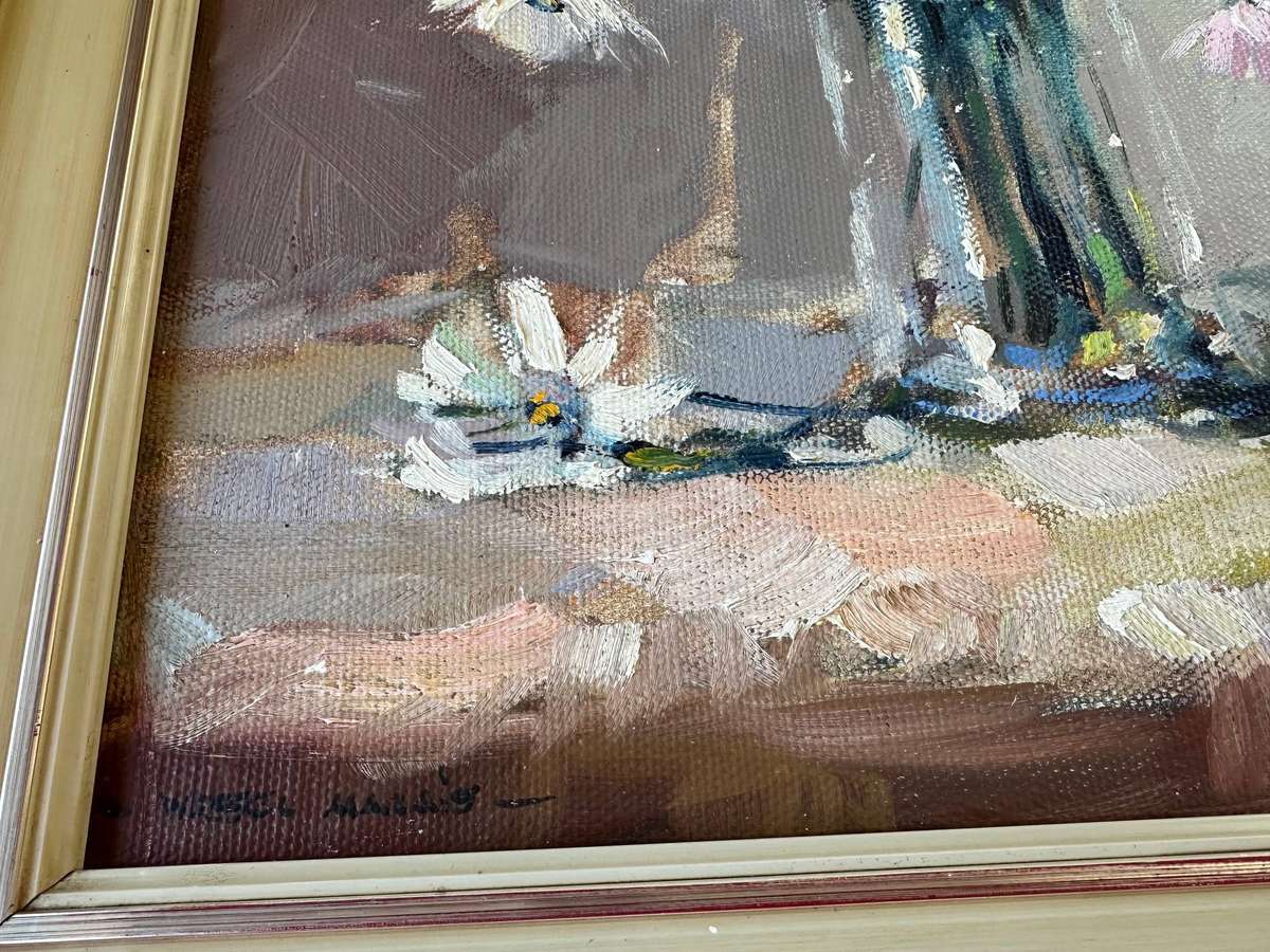 A beautiful still cosmos oil painting by Wessel Marais