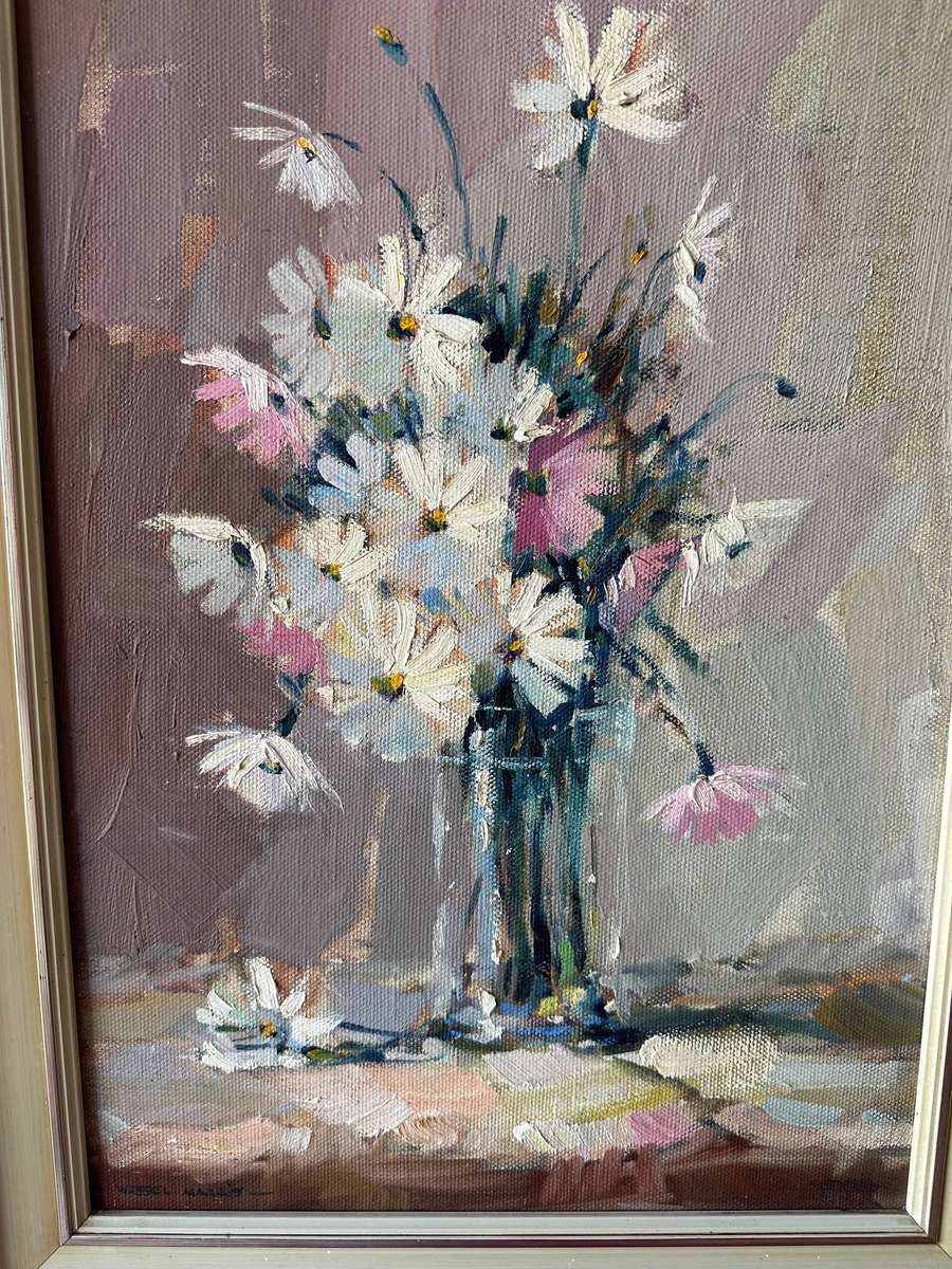A beautiful still cosmos oil painting by Wessel Marais