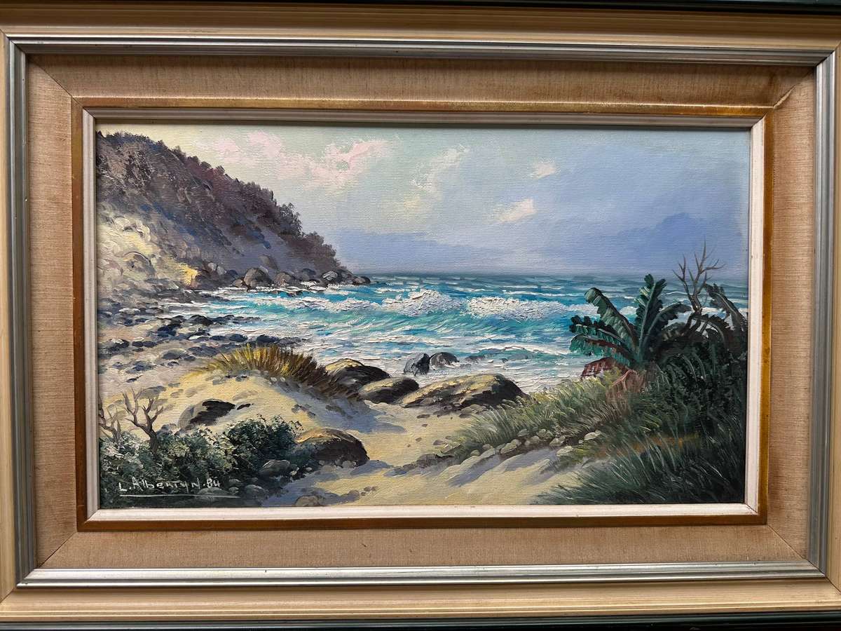 Les Albertyn seascape oil painting - well executed.