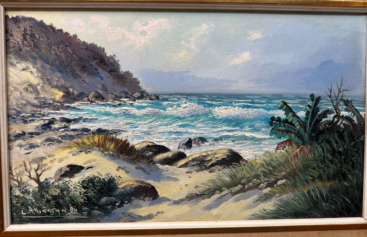 Les Albertyn seascape oil painting - well executed.