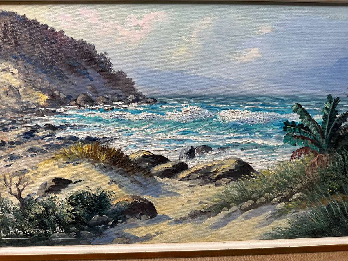 Les Albertyn seascape oil painting - well executed.