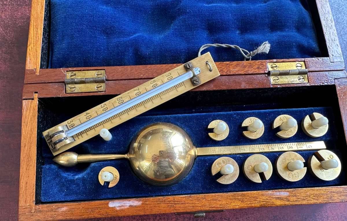 A cool antique hydrometer in original storage box
