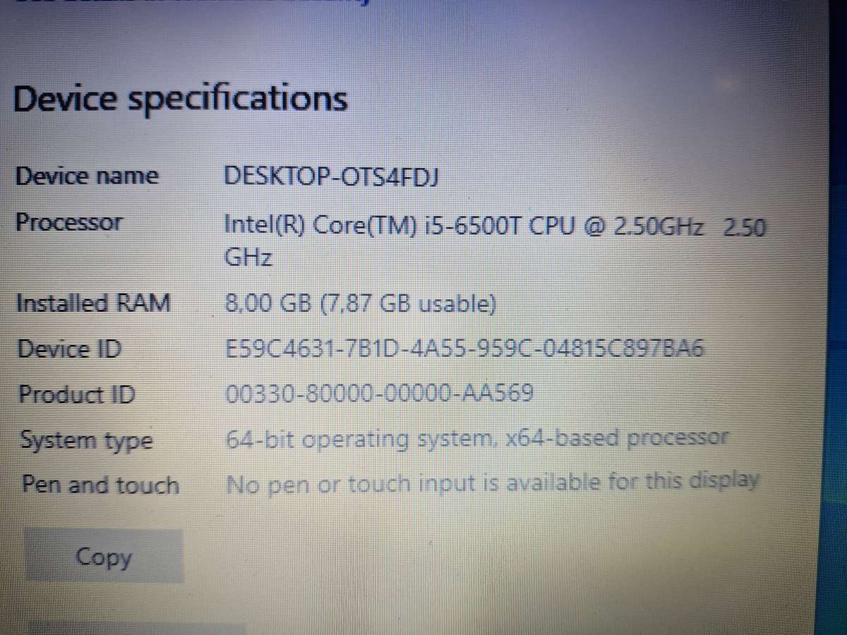Gigabyte H110, i5 6500T, 8GB Ram combo