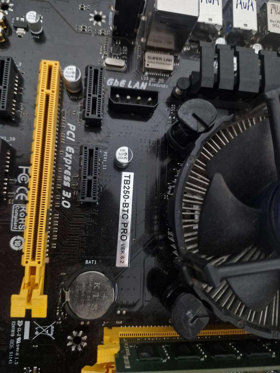 Biostar TB250 Motherboard, I3 6100 and 8GB Ram combo