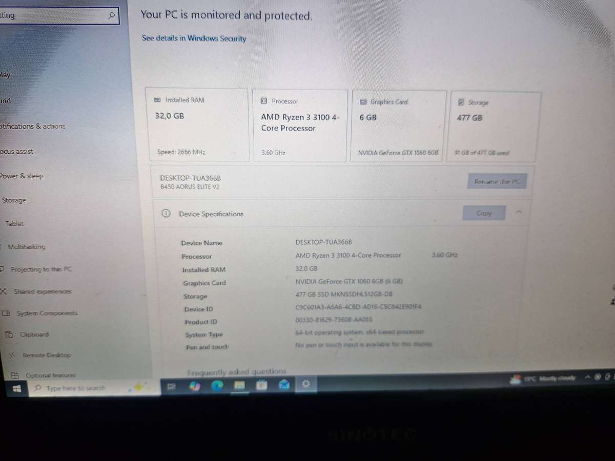 B450 Elite, Ryzen 3100, 32GB Ram, 512GB SSD