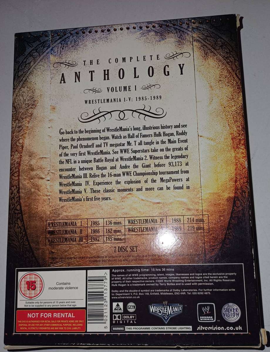 WWE Wrestlemania Complete Anthology  Volumes 1 to 4