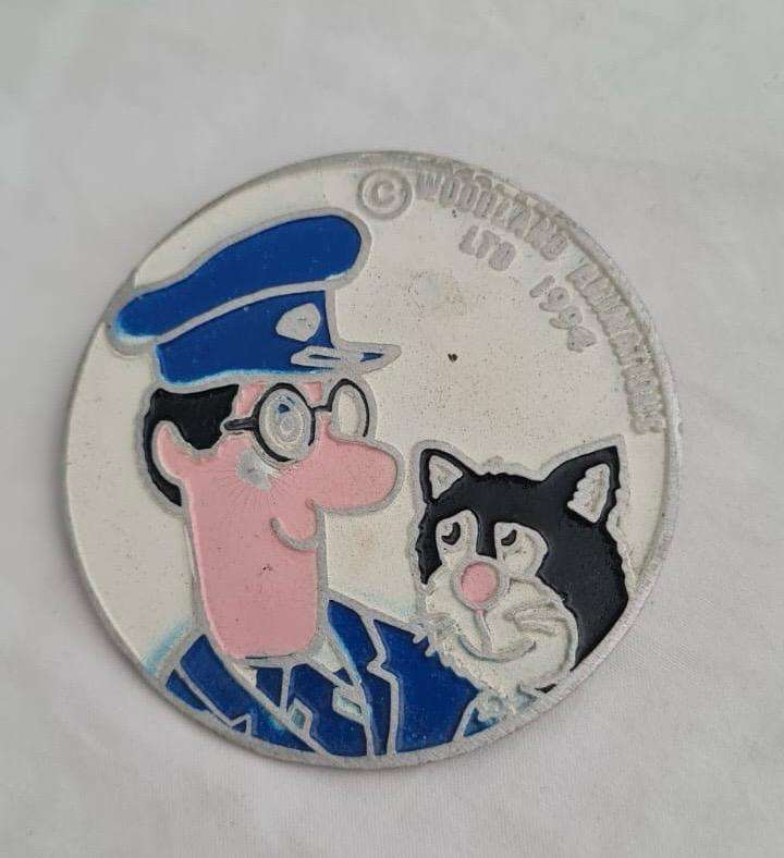 Postman Pat and His Black and White Cat VINTAGE PIN