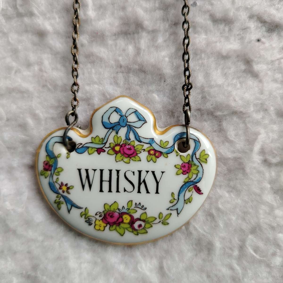 Vintage Bone China Whiskey Bottle Label