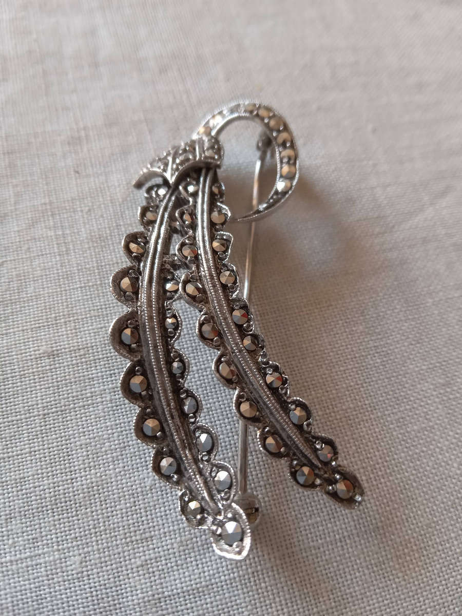 Vintage Sterling Silver And Marcasite Brooch