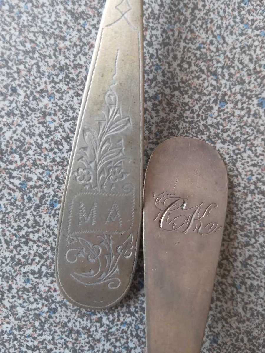 Two Antique Silver Teaspoons - (20.4g)