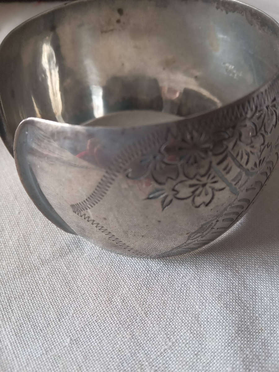 Rare Vintage Sterling Silver Etched Chinese Cuff Bangle
