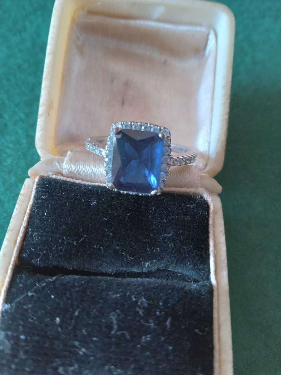 Sterling Silver Blue Gemstone Ring