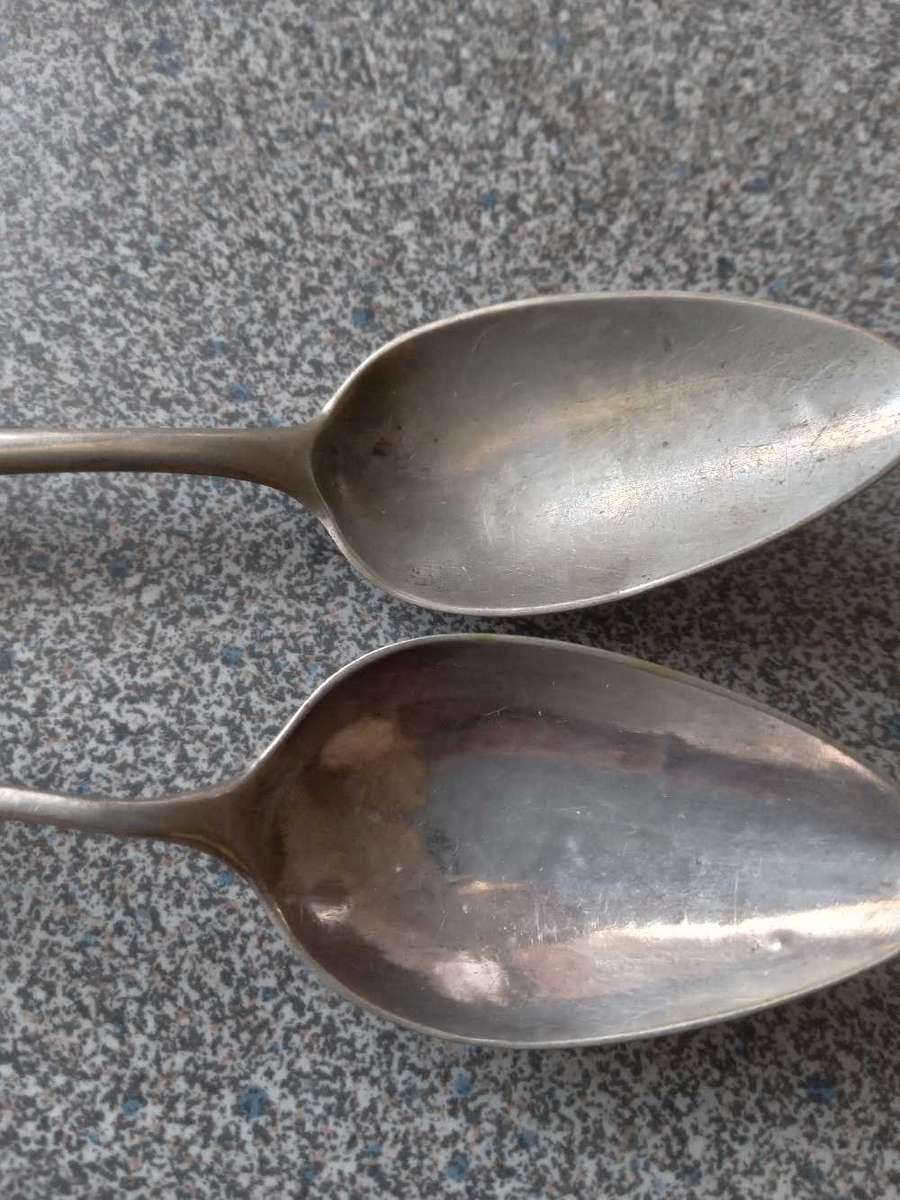 Two Antique Silver Teaspoons - (20.4g)
