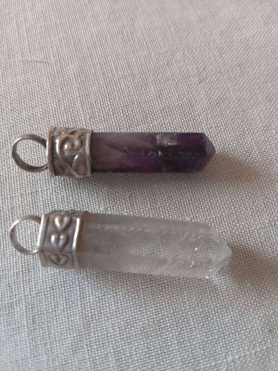 Two x Vintage Silver And Gemstone Pendants - (1 Bid For Both)