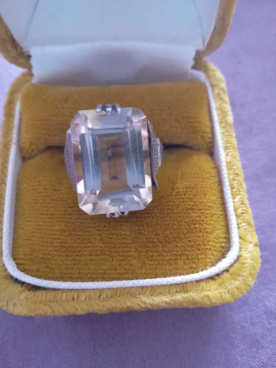 Vintage 9ct Gold 935 Silver And A Genuine Citrine Gemstone Ring