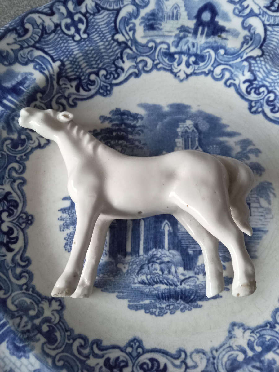 Abbey Ware Blue And White Side Plate And White horse
