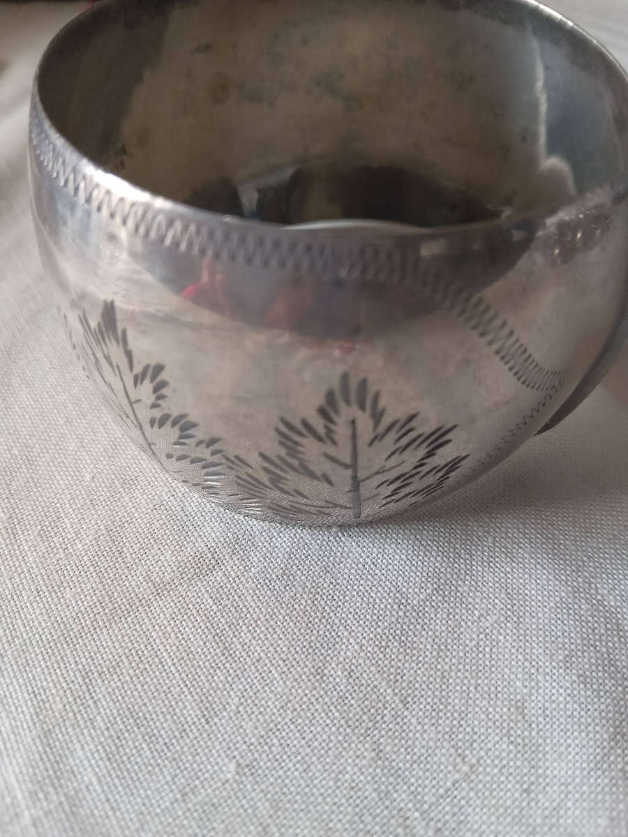 Rare Vintage Sterling Silver Etched Chinese Cuff Bangle