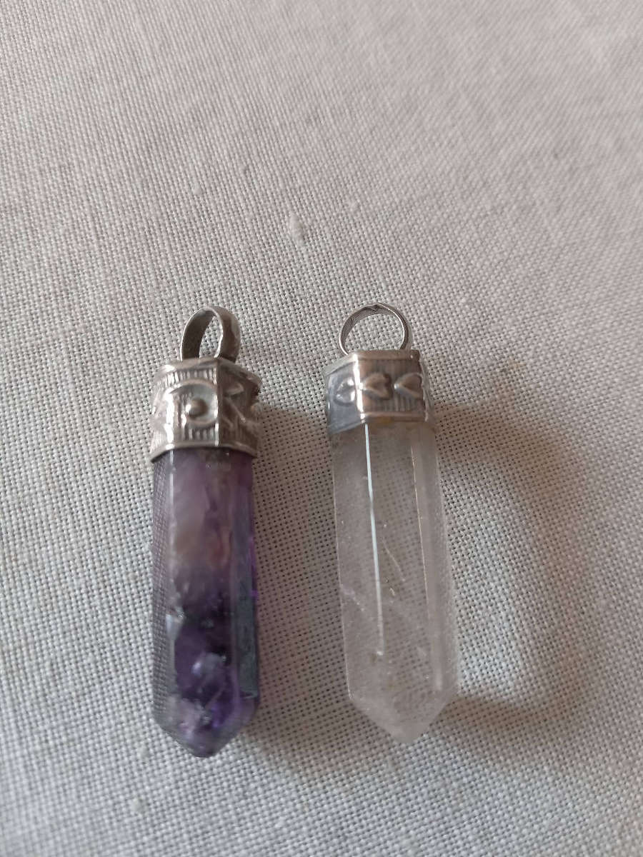 Two x Vintage Silver And Gemstone Pendants - (1 Bid For Both)