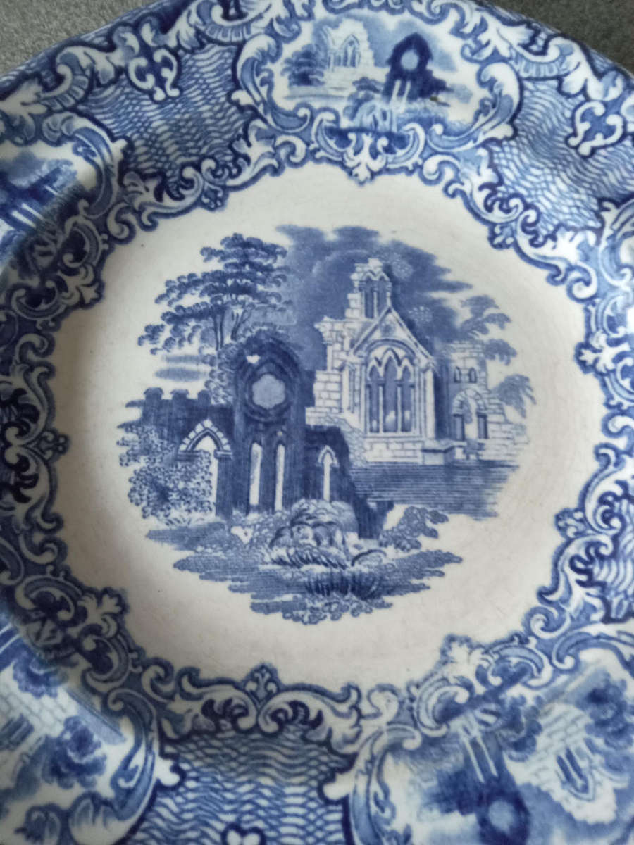 Abbey Ware Blue And White Side Plate And White horse