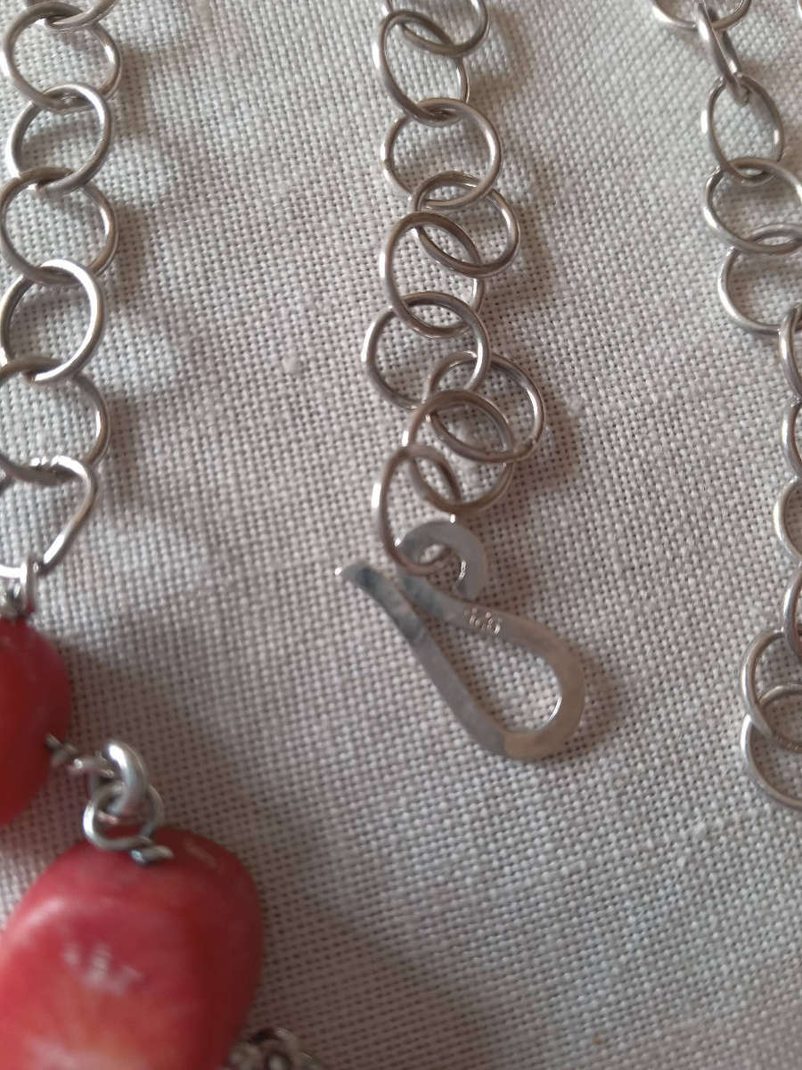 Sterling Silver And Coral Necklace