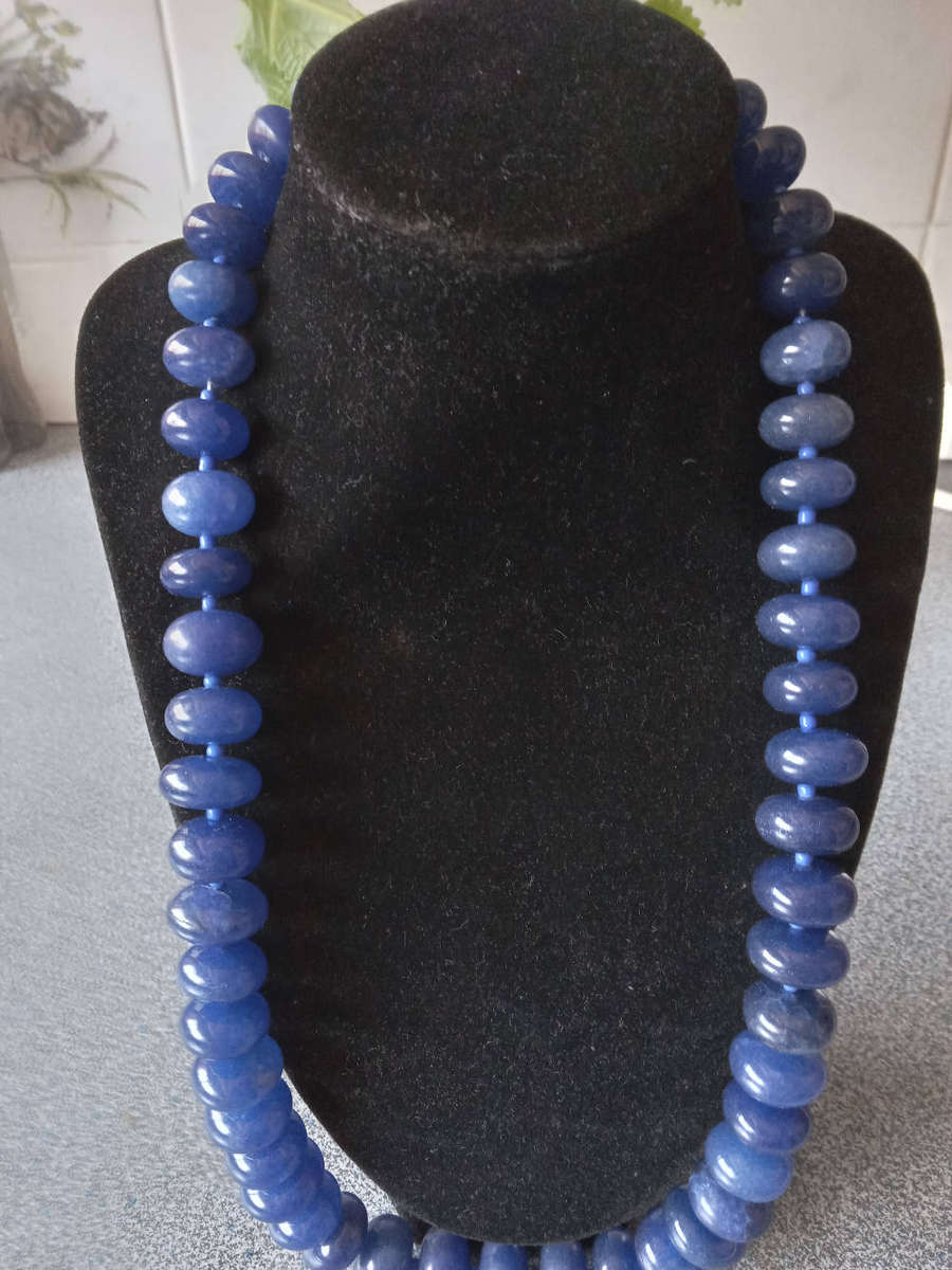 Genuine Blue Sapphire Quartz Gemstone Necklace