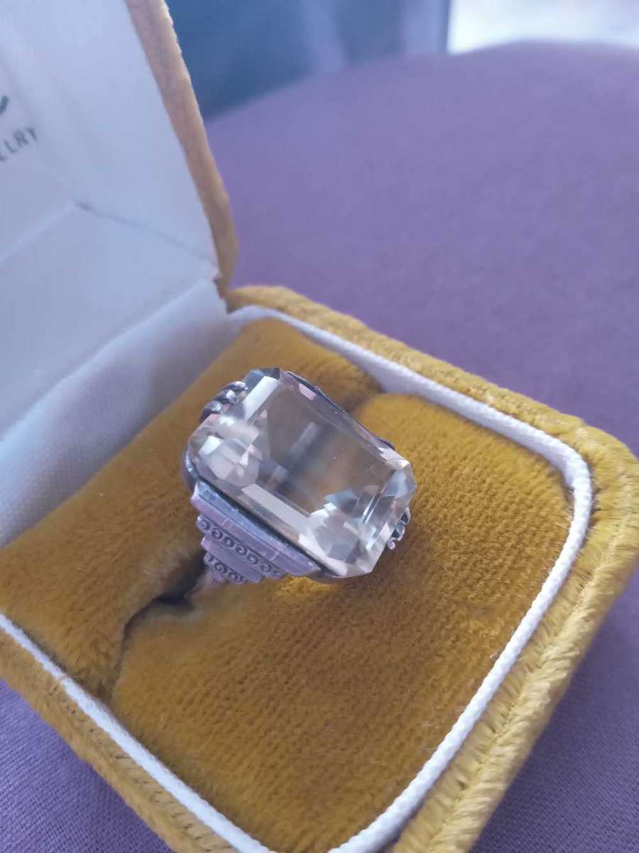 Vintage 9ct Gold 935 Silver And A Genuine Citrine Gemstone Ring