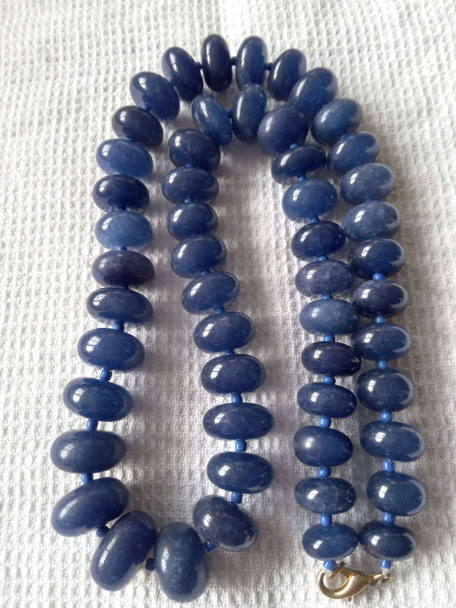 Genuine Blue Sapphire Quartz Gemstone Necklace