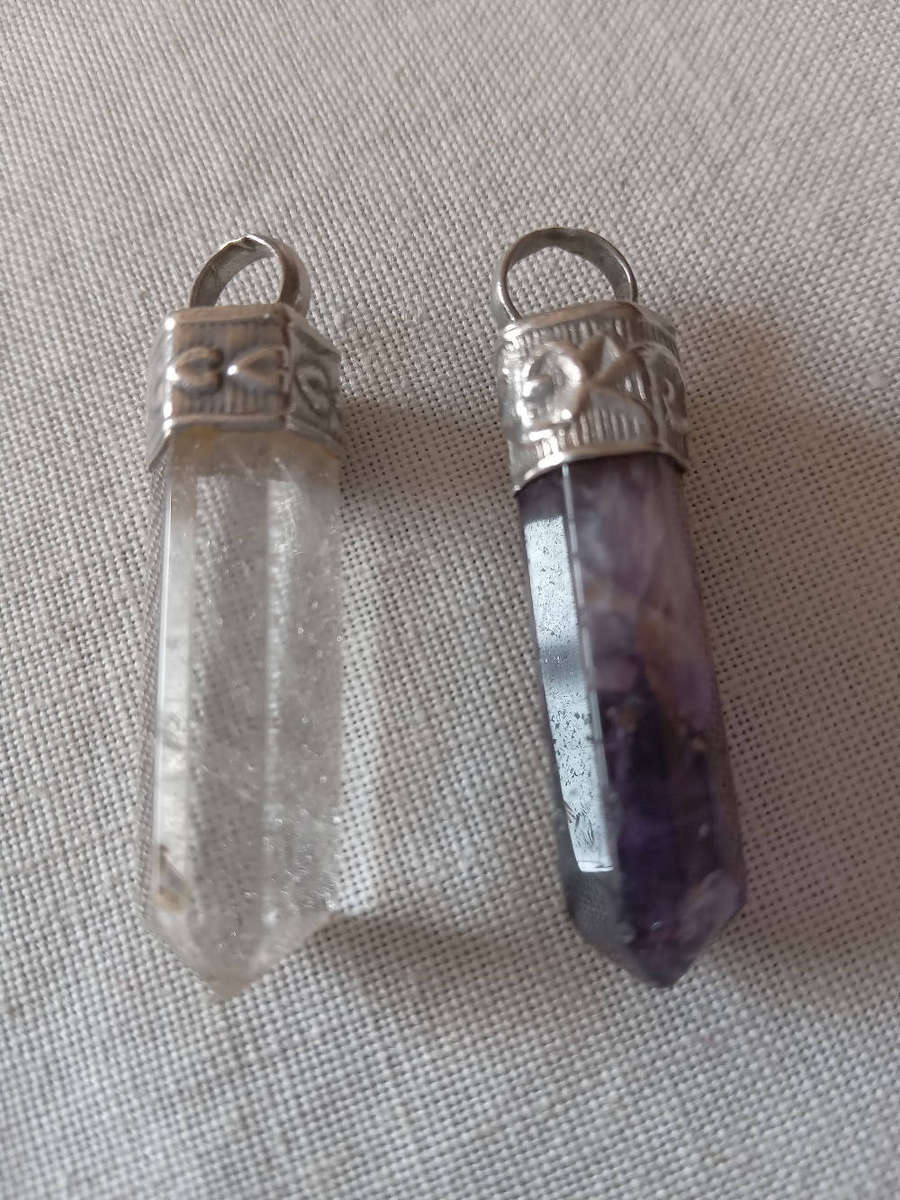 Two x Vintage Silver And Gemstone Pendants - (1 Bid For Both)
