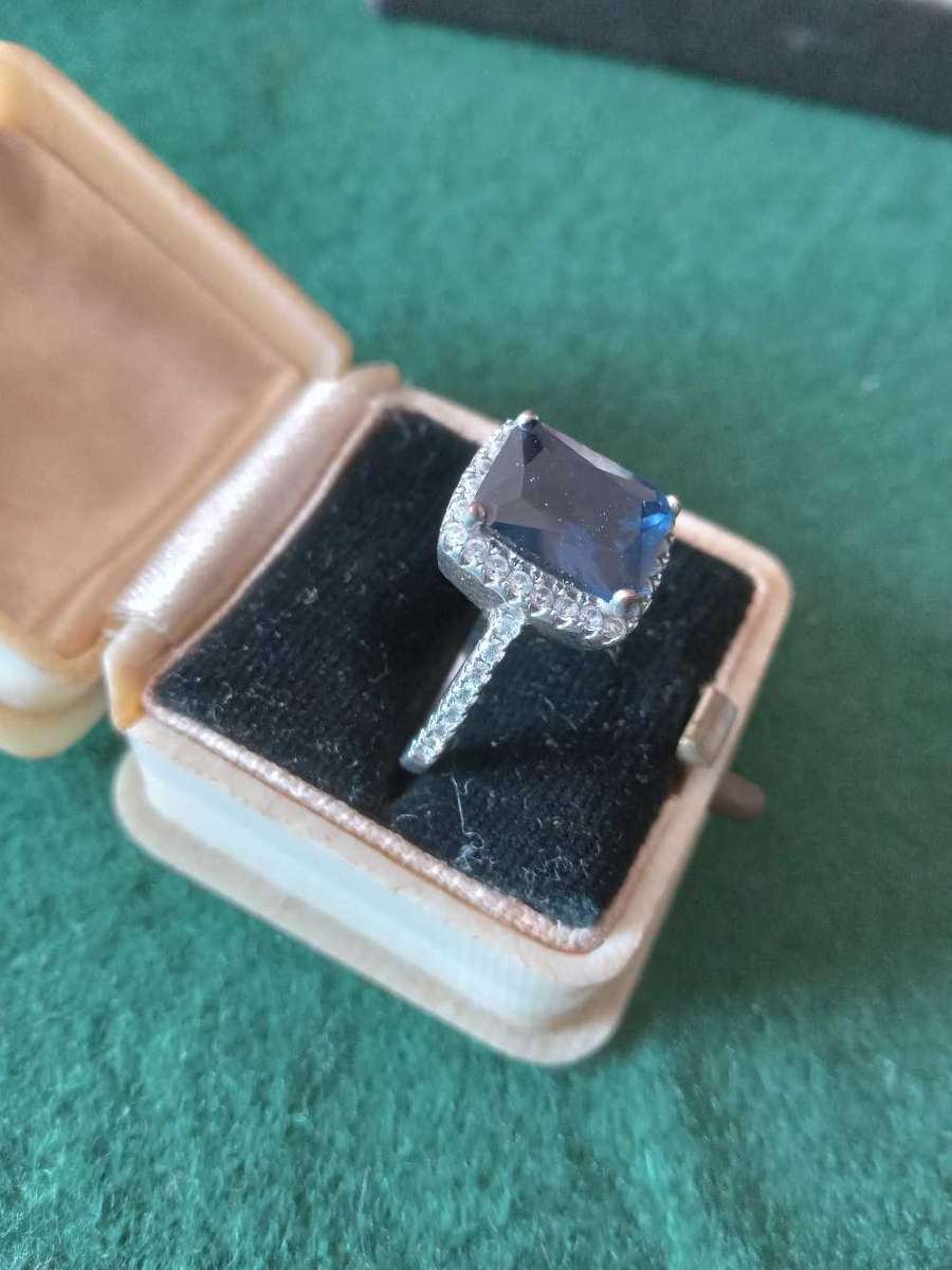 Sterling Silver Blue Gemstone Ring