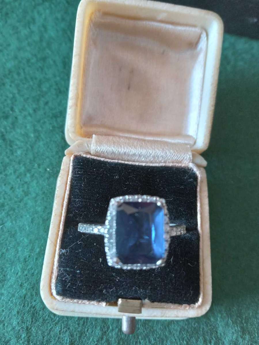 Sterling Silver Blue Gemstone Ring