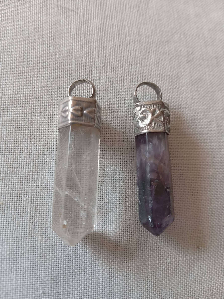 Two x Vintage Silver And Gemstone Pendants - (1 Bid For Both)