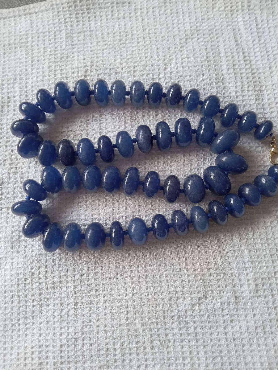 Genuine Blue Sapphire Quartz Gemstone Necklace