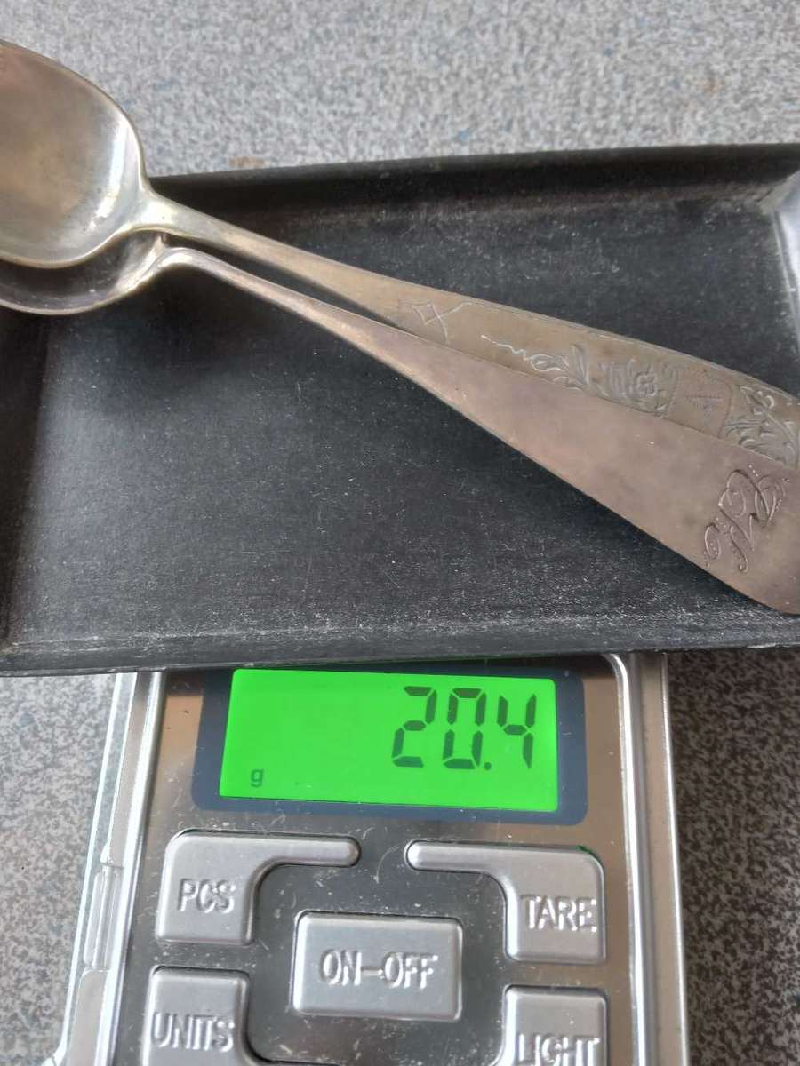 Two Antique Silver Teaspoons - (20.4g)