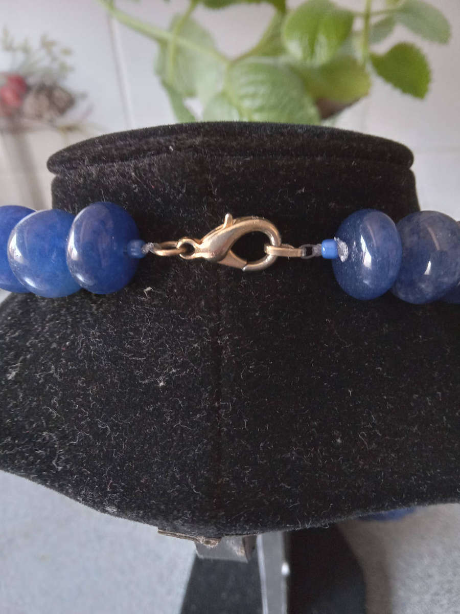 Genuine Blue Sapphire Quartz Gemstone Necklace