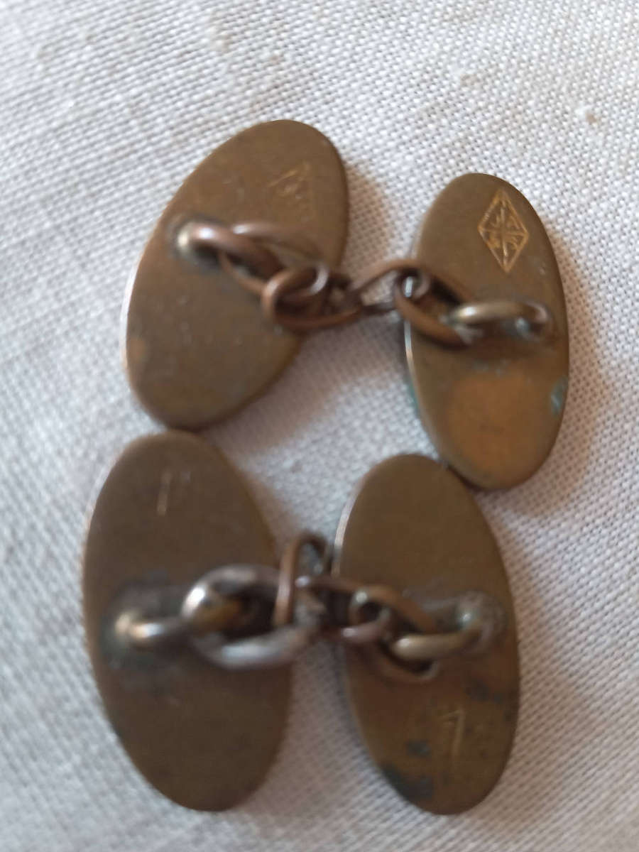 Antique 9ct Rose Gold Front ScottishThistle Cufflinks